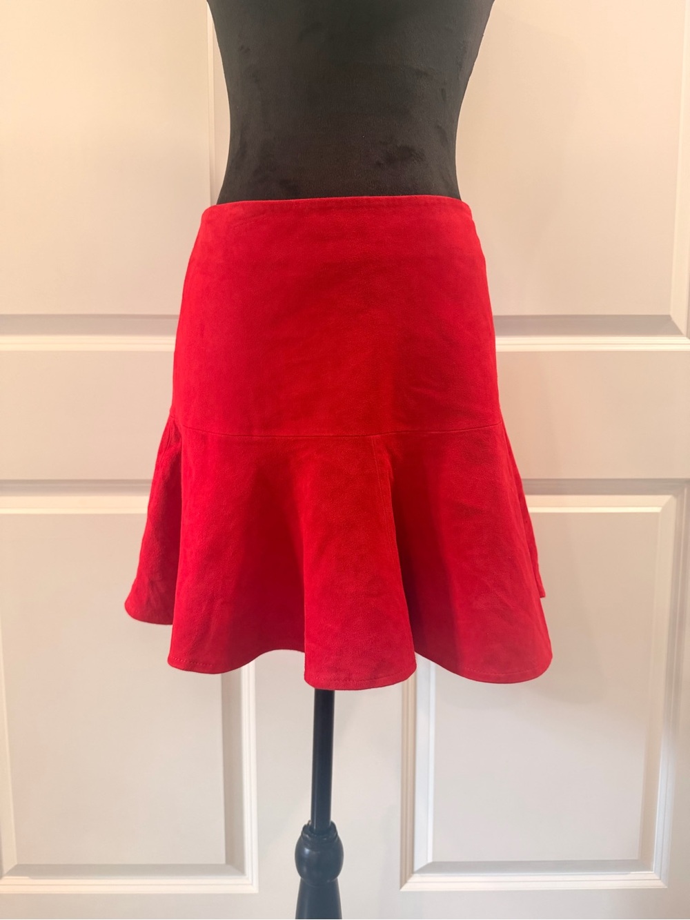 Karina Grimaldi Red Suede Mini Flare Skirt Size Small New With Tags